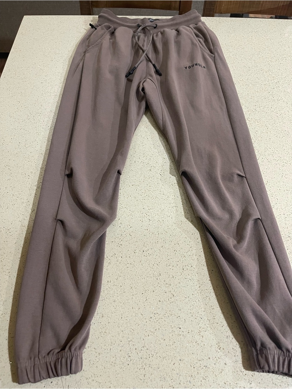 YoungLA Men's Taupe-Brown Joggers with Drawstring - Picture 4 of 8
